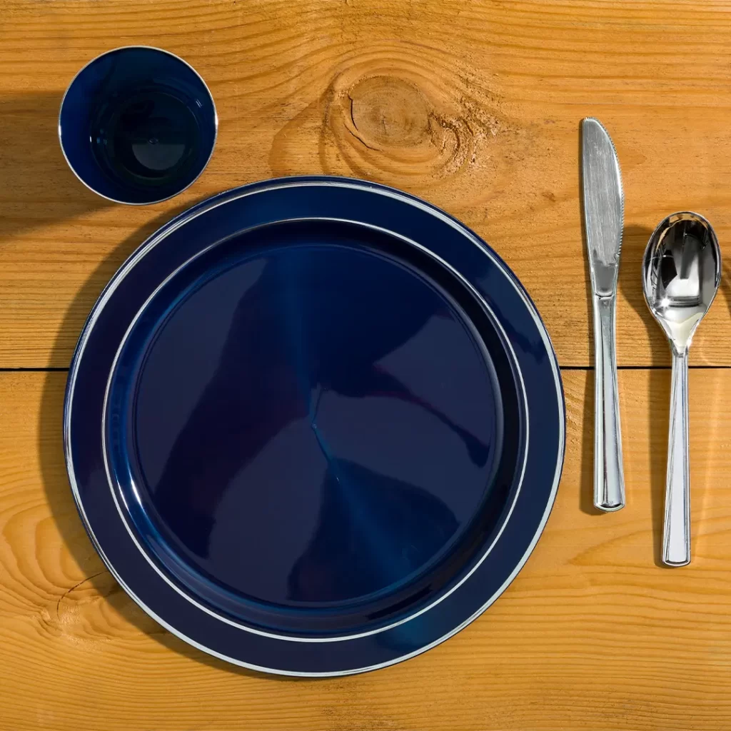 بشقاب و پیش دستی الماس دایره متالیک -پیکنیک پرایم