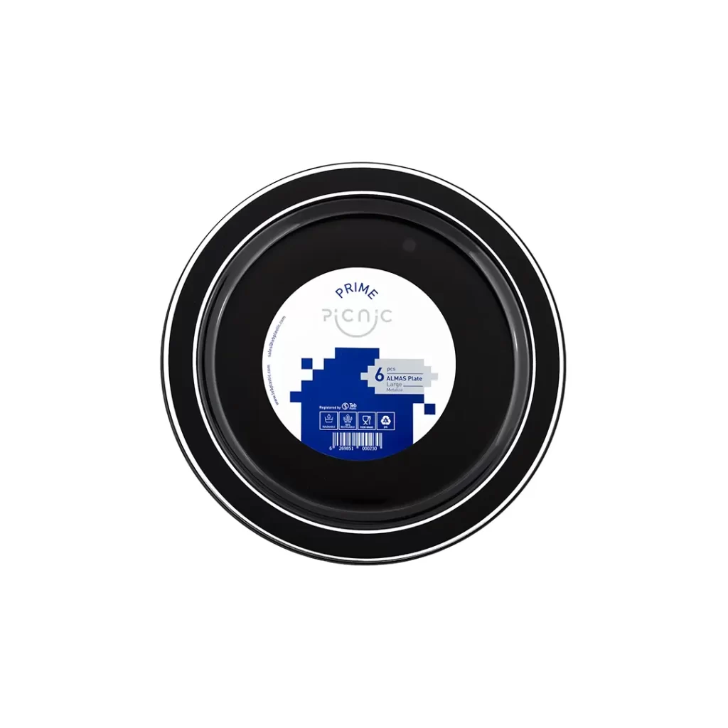 بشقاب و پیش دستی الماس دایره متالیک -پیکنیک پرایم