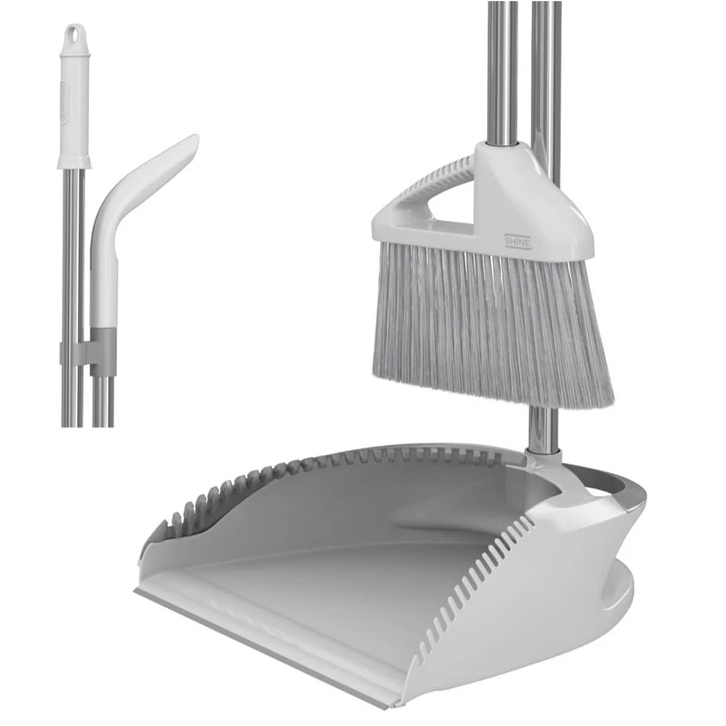 ست جاروب و خاک انداز دسته استیل - شاین