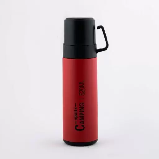 فلاسک مدل قلمی رنگ قرمز فنجان دار