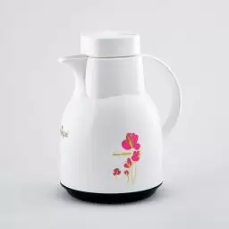 فلاسک مدل شیشه دار رنگ سفید درب دار