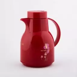 فلاسک شیشه دار رنگ قرمز درب دار
