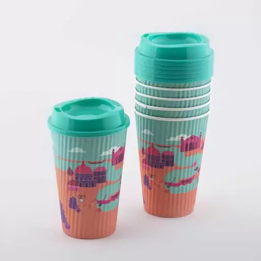 لیوان کاغذی دو جداره یکبار مصرف درب دار