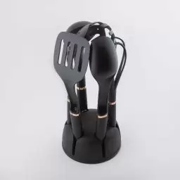 ست کفگیر و ملاقه طرح کره ای رنگ مشکی 6 پارچه