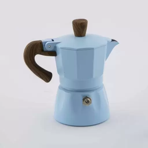 قهوه جوش یک کاپ ابی دسته چوبی