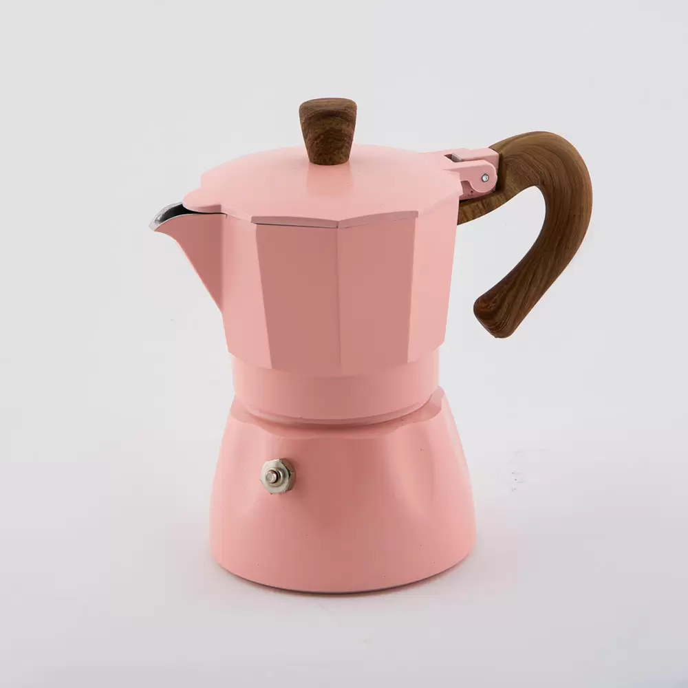 قهوه جوش سه کاپ رنگ گلبهی