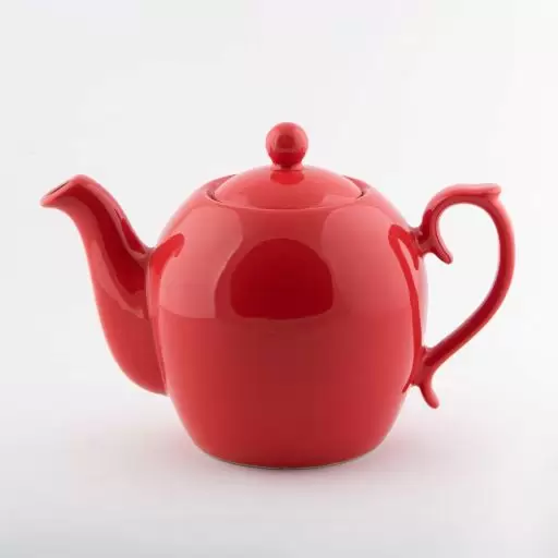 قوری رنگ قرمز ساده دسته دار