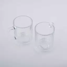 ماگ جفت رکابی دسته دار مدل شیشه ای