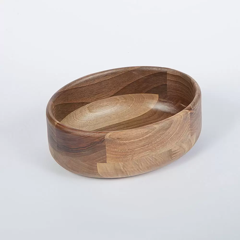 کاسه طرح چوبی بیضی شکل لبه بلند