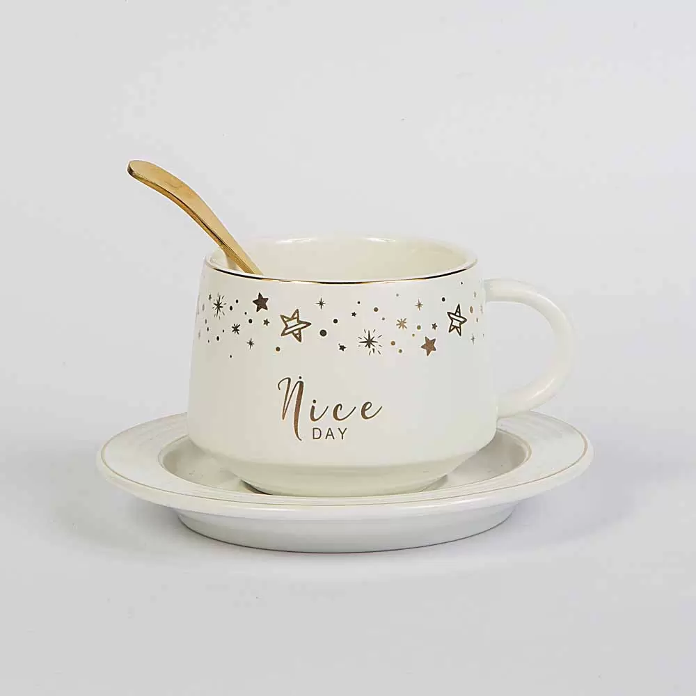 ماگ زیره دار هپی رنگ سفید