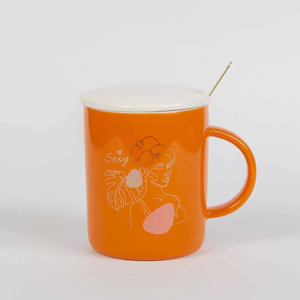 ماگ شکل رخ رنگ نارنجی