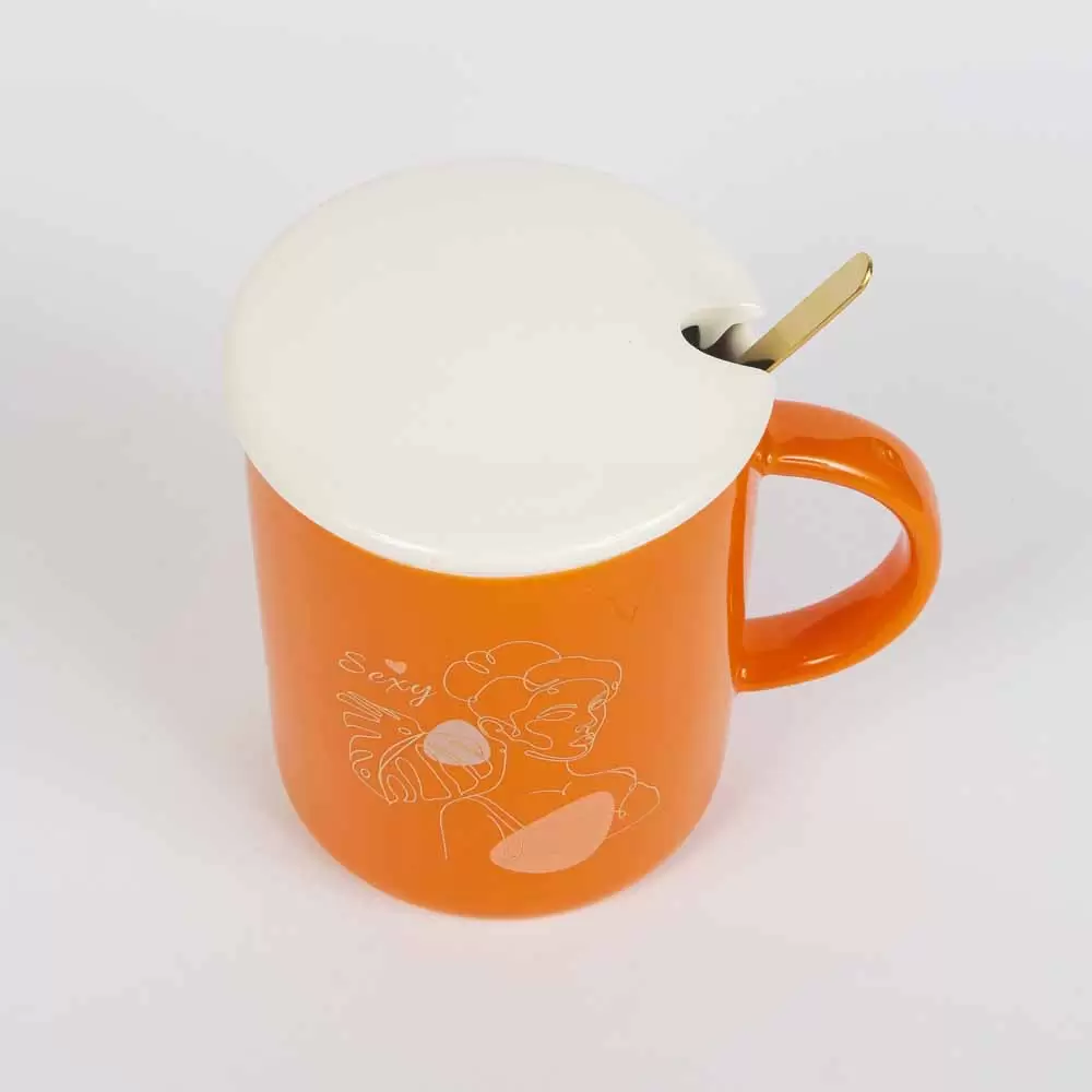 ماگ طرح رخ رنگ نارنجی