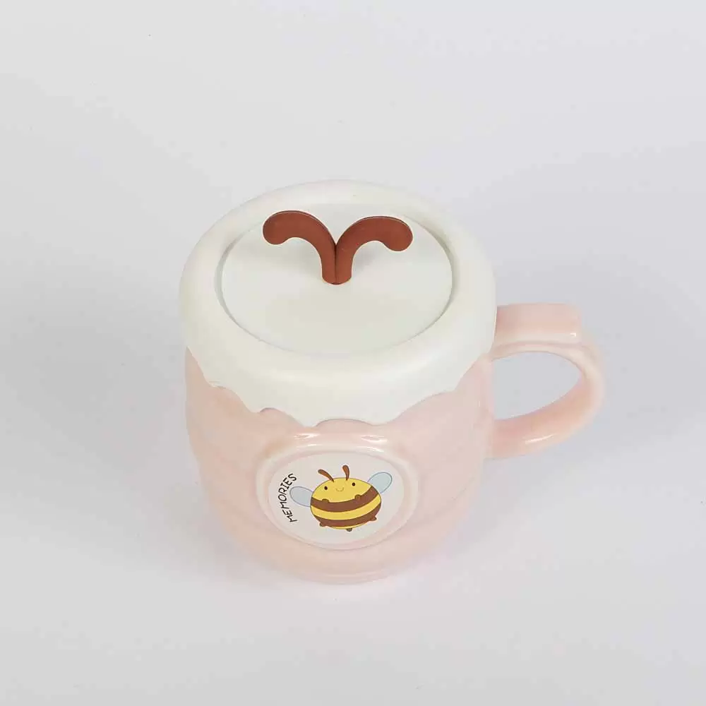 ماگ طرح زنبور رنگ گلبهی