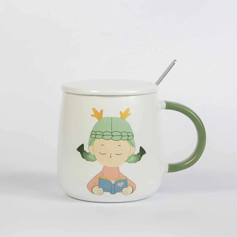 ماگ سفید طرح دختر مدرس