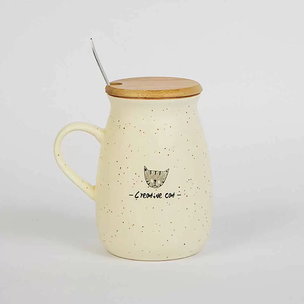 ماگ شکل گربه همراه با قاشق