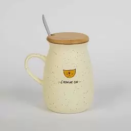 ماگ رنگ کرمی شکل گربه