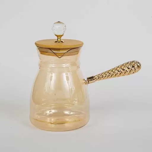 شیر جوش دسته طلایی شیشه ای