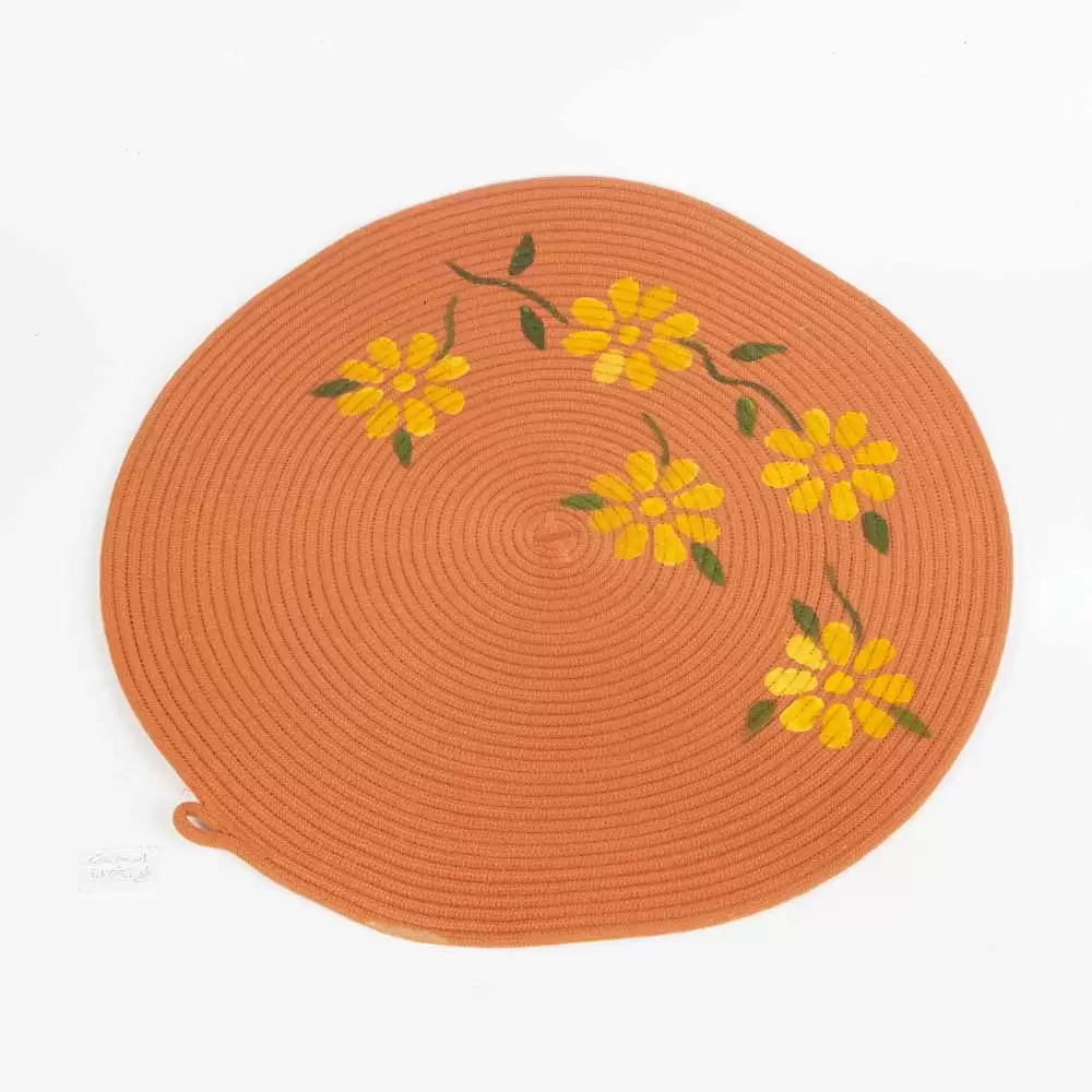 رانر 50 سانت رنگ نارنجی گل دار