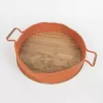 سبد کف چوبی دایره ای رنگ نارنجی قطر 30
