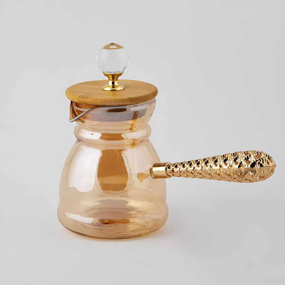 شیرجوش مدل شیشه ای دسته مسی