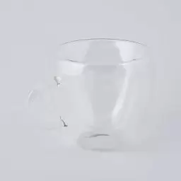 ماگ دو جداره سر گرد دسته دار