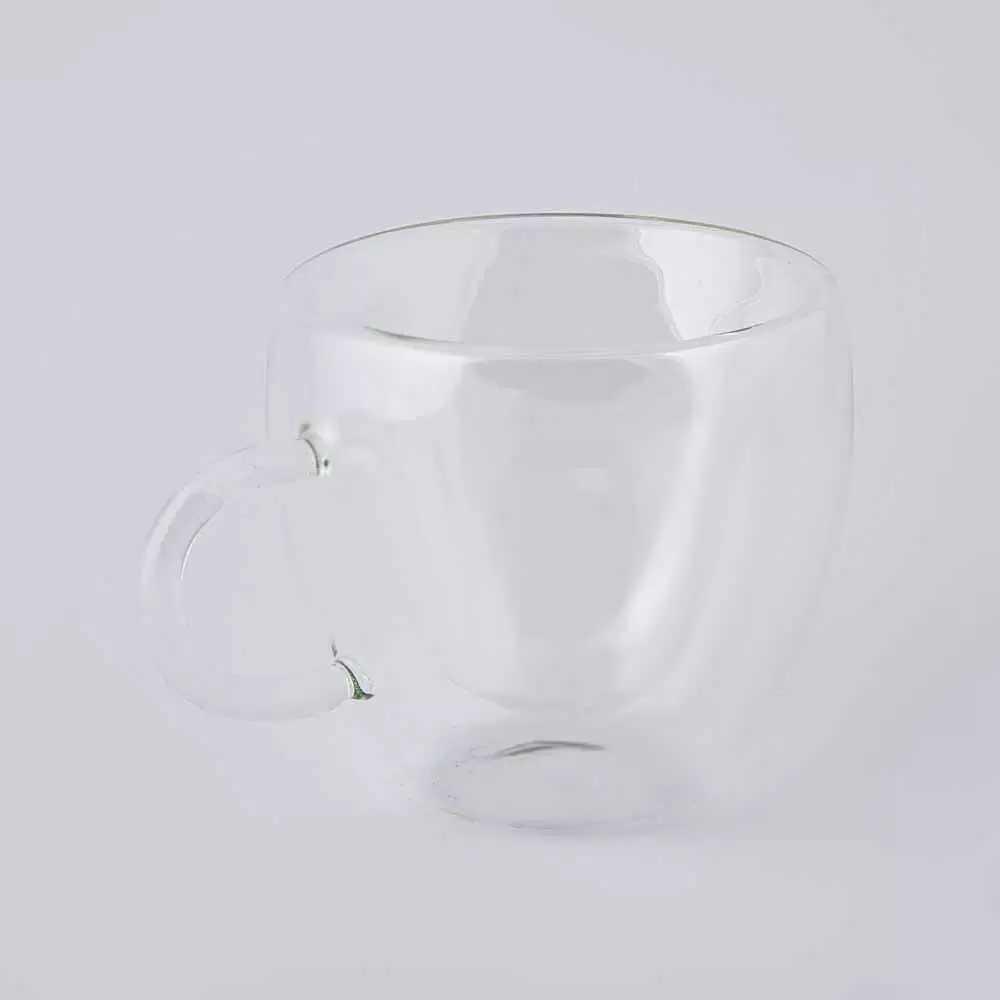 ماگ دو جداره سر گرد دسته دار