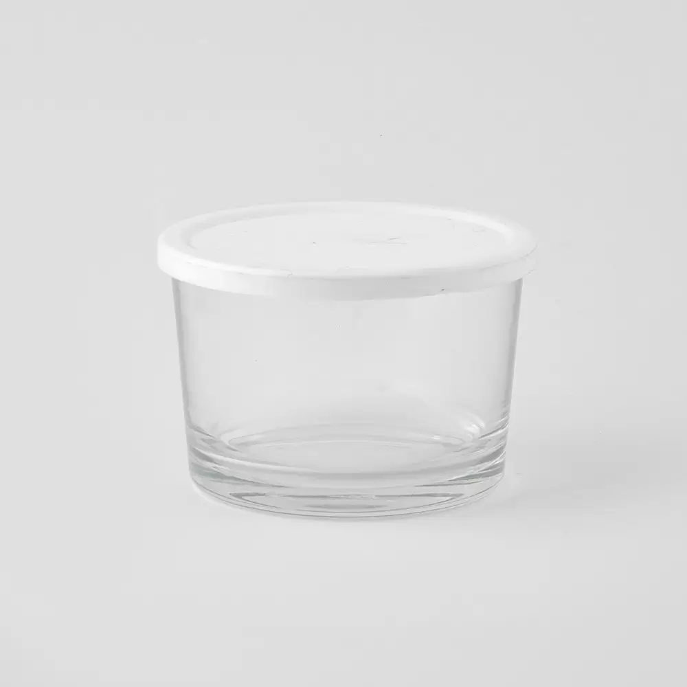 ظرف نگهدارنده شیشه ای طرح دایره ای رنگ سفید