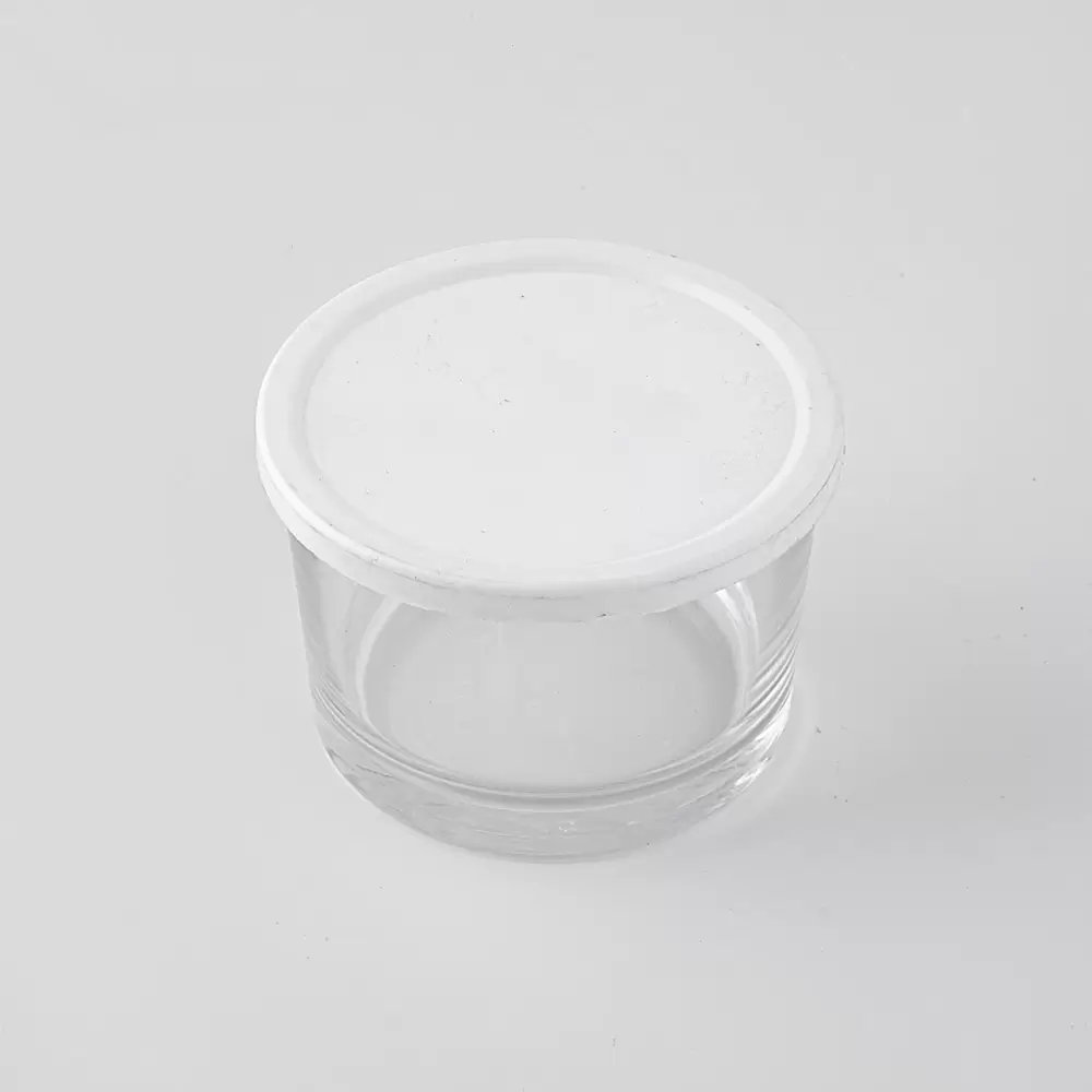 ظرف نگهدارنده شیشه ای مدل دایره ای رنگ سفید