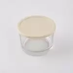 ظرف نگهدارنده شیشه ای طرح دایره ای رنگ بژ