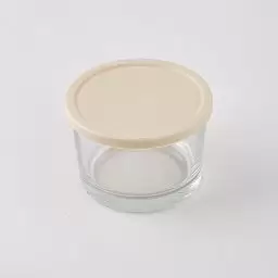 ظرف نگهدارنده شیشه ای طرح دایره ای رنگ بژ