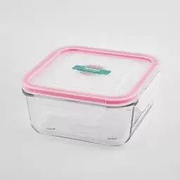ظرف نگهدارنده مربع طرح شیشه ای رنگ قرمز
