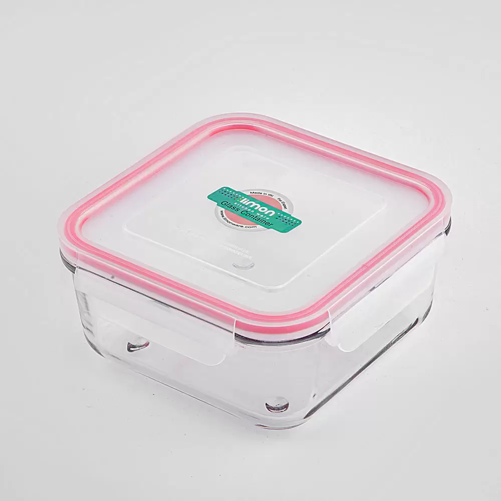 ظرف نگهدارنده مربع شیشه ای رنگ قرمز