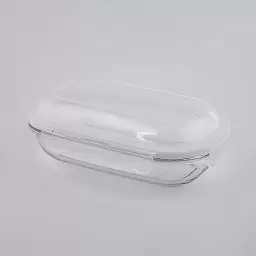 ظرف نگهدارنده شیشه ای بیضی رنگ سفید