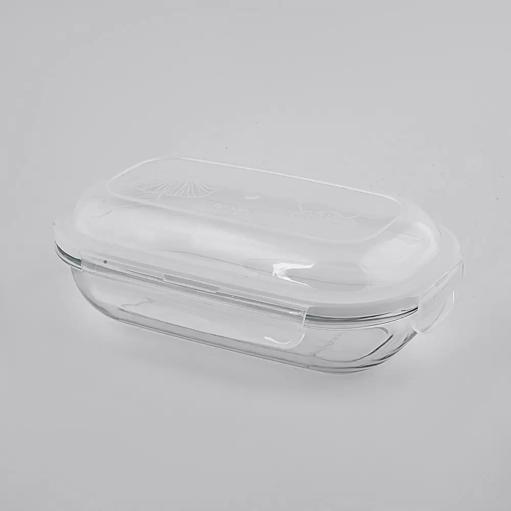 ظرف نگهدارنده شیشه ای بیضی رنگ سفید