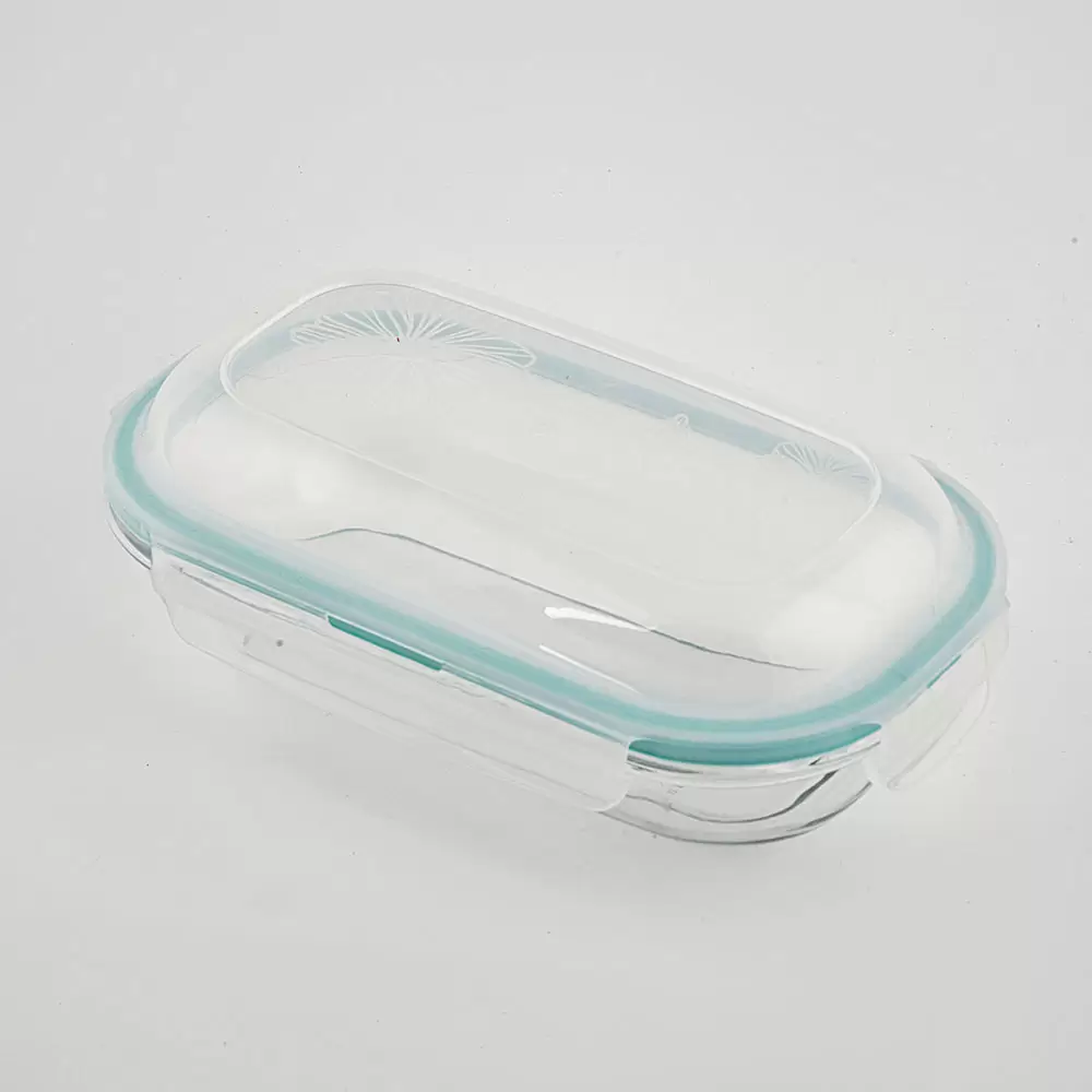 ظرف نگهدارنده شیشه ای بیضی رنگ سبز