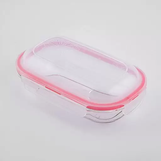 ظرف نگهدارنده شیشه ای مدل بیضی رنگ قرمز