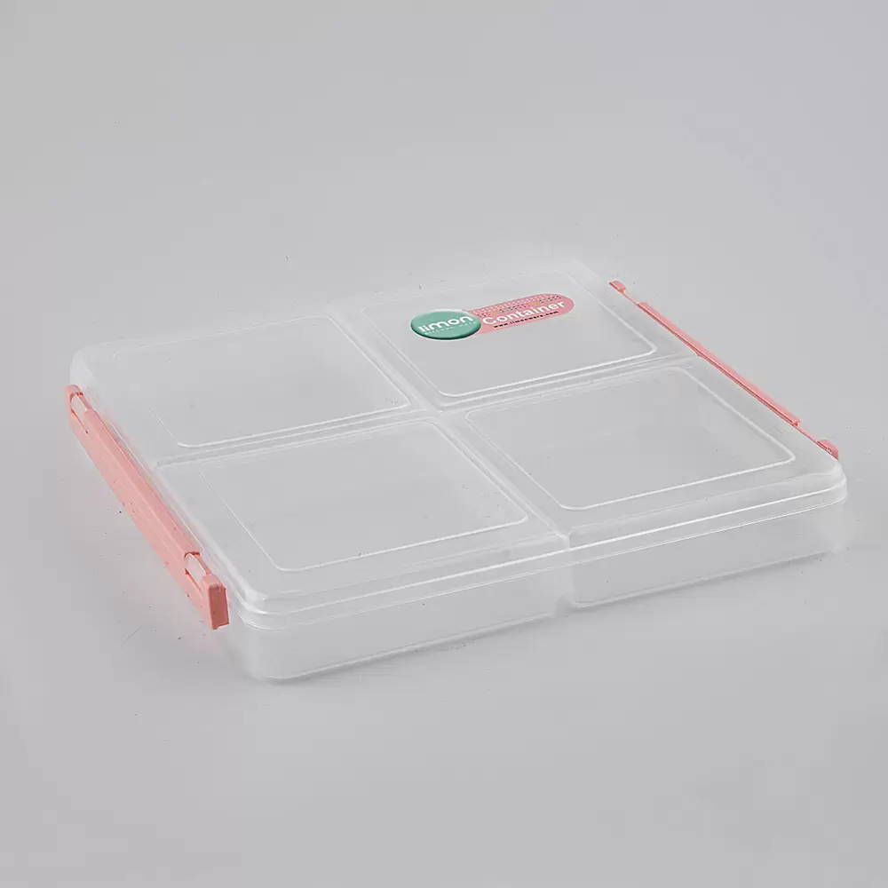 ظرف فریزری طرح چهارخانه رنگ گلبهی