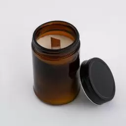 کلیز - شمع درب دار شیشه ای رستیک بلند رایحه قهوه.وانیل