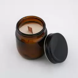 کلیز - شمع درب دار شیشه ای رستیک کوتاه رایحه قهوه.وانیل