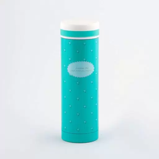 فلاسک طرح گلدار رنگ فیروزه ای