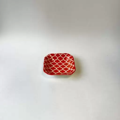 سس خوری کوچک مربعی گلدار رنگ قرمز گل دار