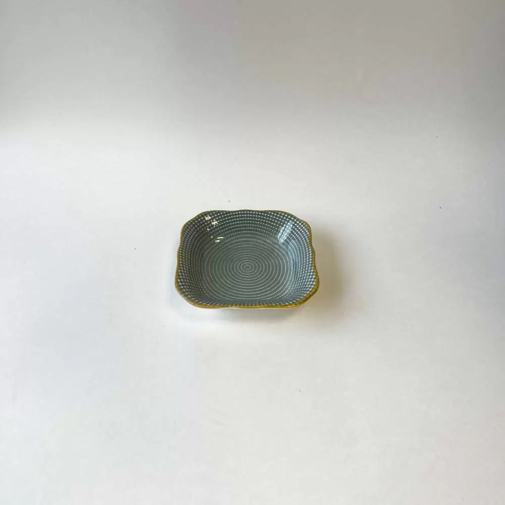 سس خوری کوچک مربعی گلدار رنگ ابی خط دار