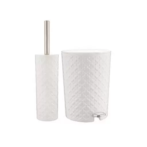 سطل و فرچه طرح گل سفید - لیمون