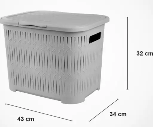 سبد رخت دربدار بامبو الوان - لیمون رنگ طوسی