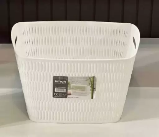 سبد رخت مستطیل بامبو الوان - لیمون