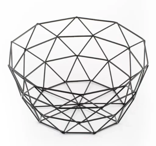 سبد میوه فلزی مشکی - لوکسینه - طرح شایلی مدل 6 ضلعی