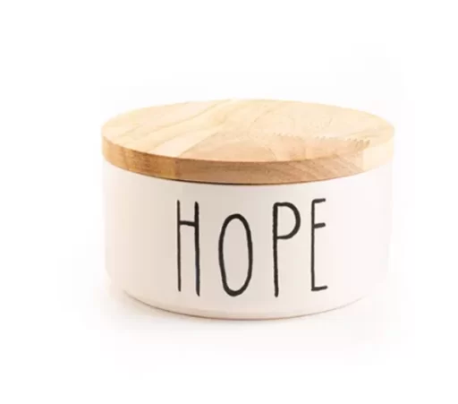 ظرف کوکی سرامیکی با درب چوبی - لوکسینه