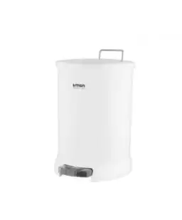 سطل گرد 15 لیتر متوسط - لیمون - سفید درب دار