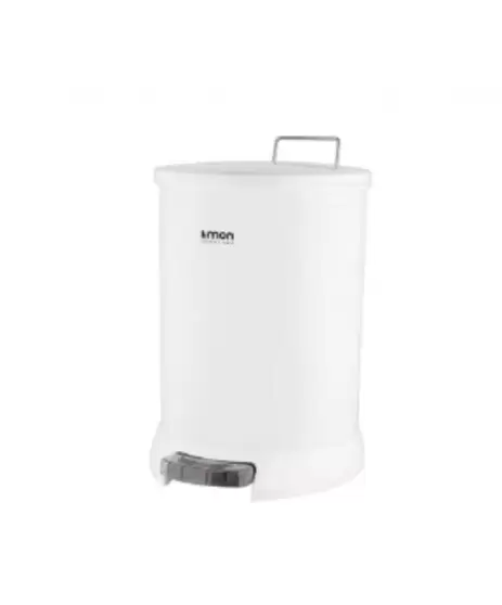 سطل گرد 15 لیتر متوسط - لیمون - سفید درب دار