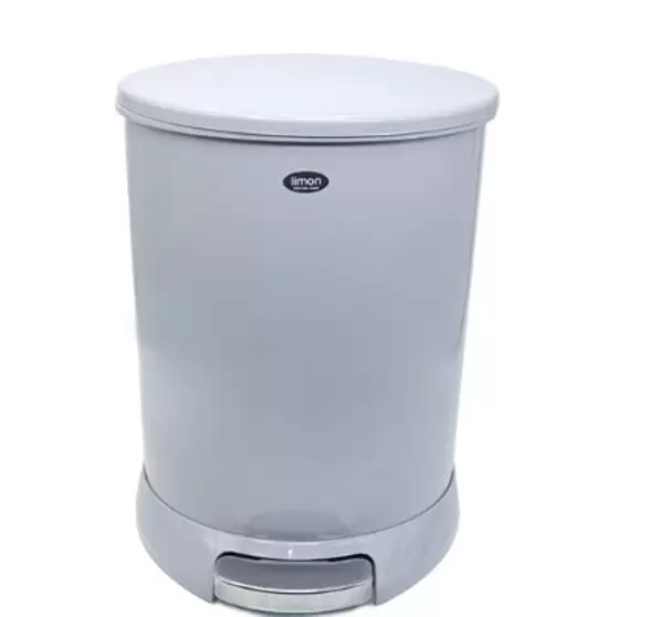 سطل گرد 15 لیتر متوسط - لیمون - طوسی درب دار